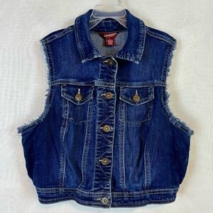 Arizona Girls Rustic Button Front Denim Vest / Large